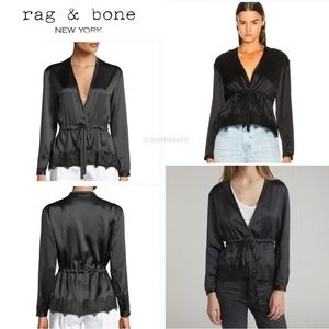 Rag & Bone Tomlin Satin Silk Top in Black XS 395$
